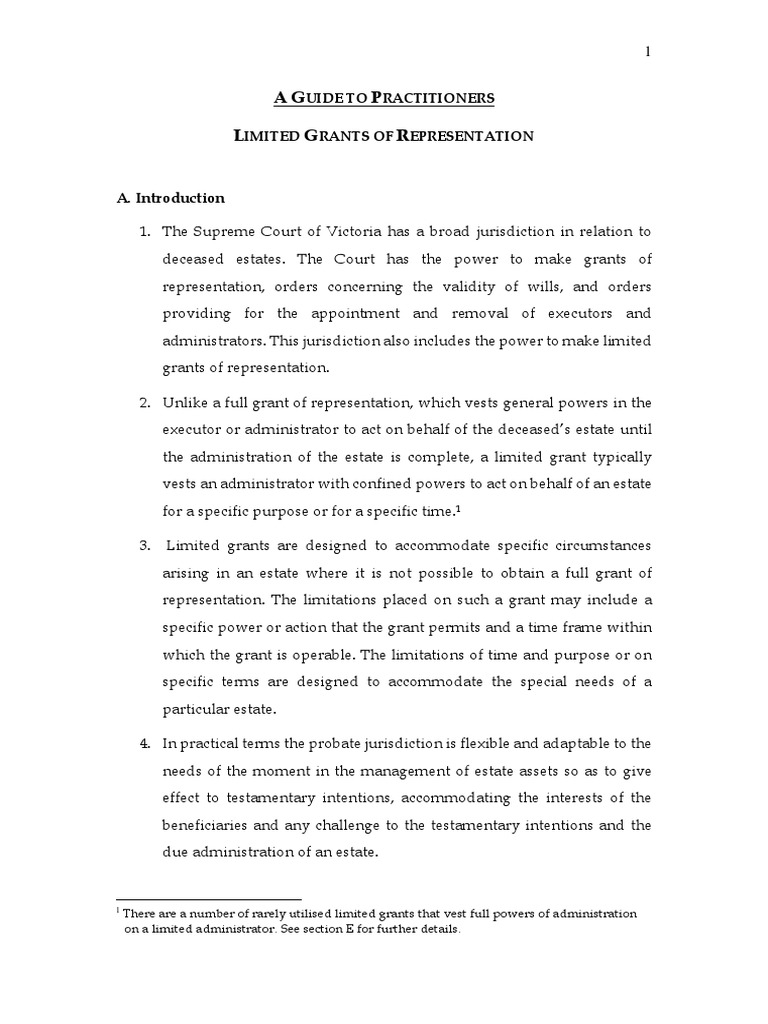 Limited Grants of Representation Guide | PDF | Probate | Will And Testament