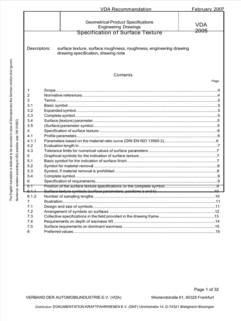 Specification of Surface Texture A Comprehensive Guide to the Graphical Representation and