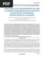 Influenece of Smartphones On The Academic Performance of Student in Bauchi State Higher Institutions of Learning