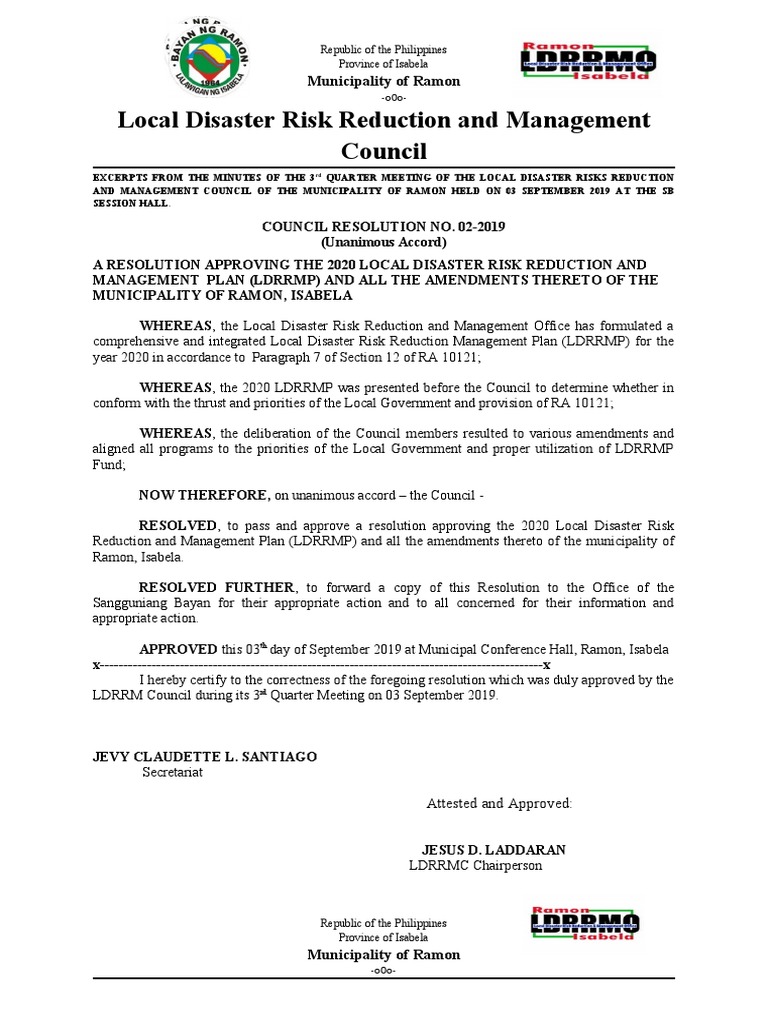 Local Disaster Risk Reduction and Management Council: Municipality of ...