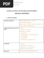 Lesson Planning and Materials Development The Final Assignment