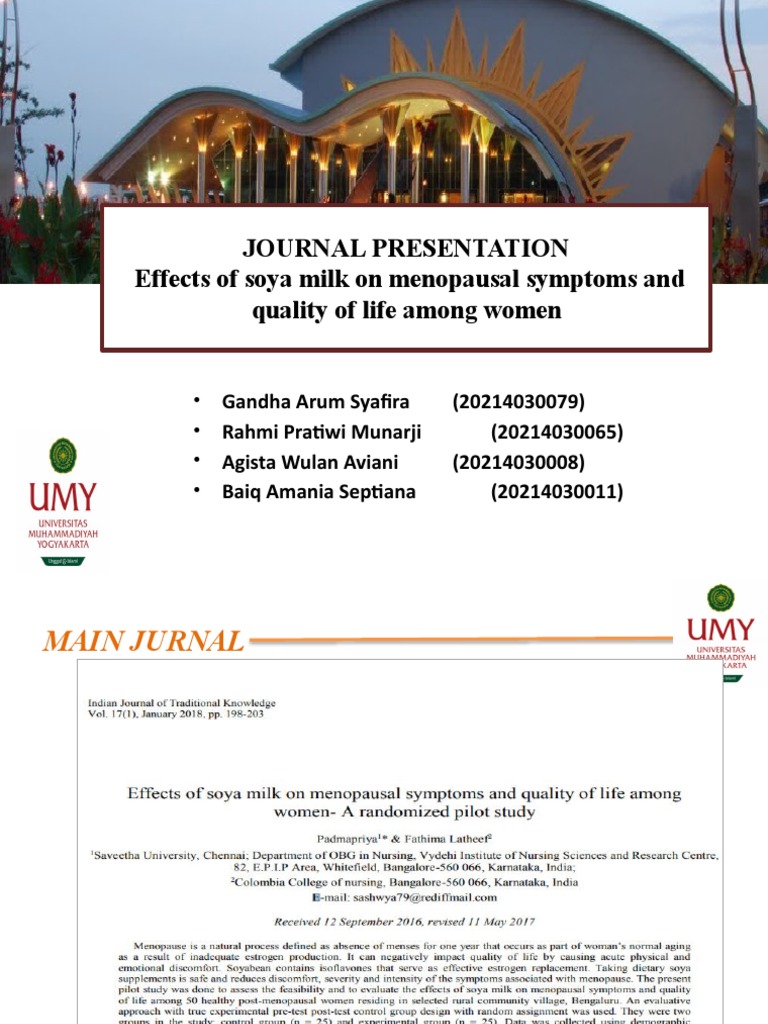 Effects of Soya Milk On Menopausal Symptoms And Journal Presentation