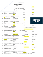 Articles: EX 1: Choose The Best Answer To Complete The Sentences