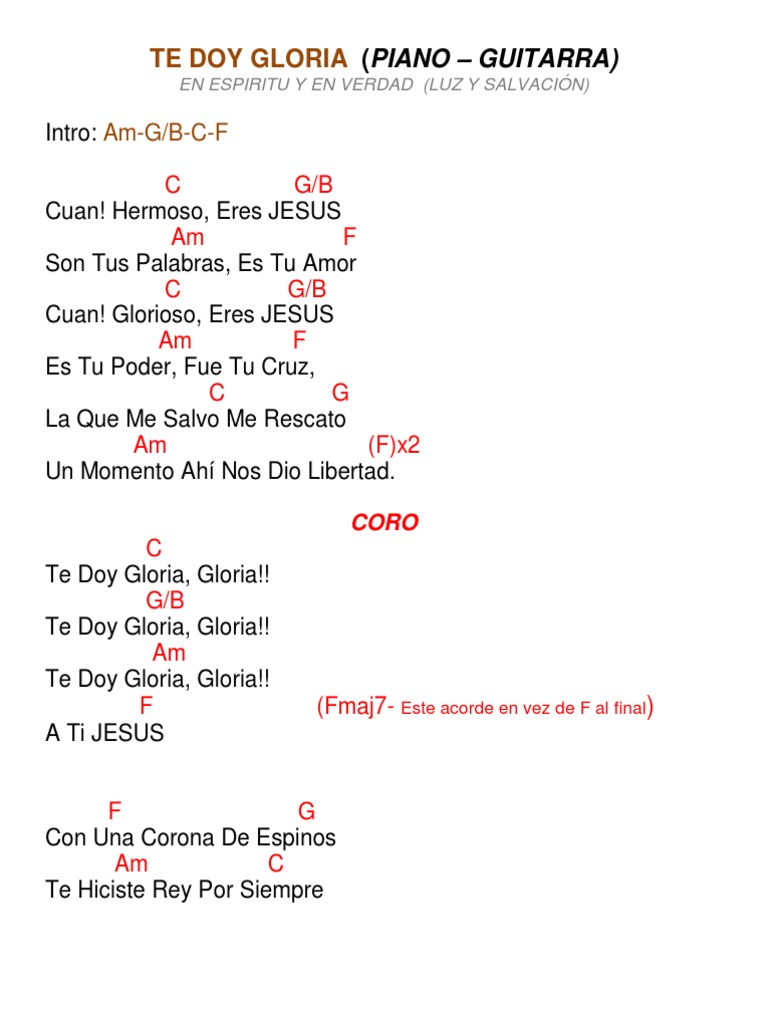 Acordes de "Te Doy Gloria" | PDF | Entretenimiento (general)