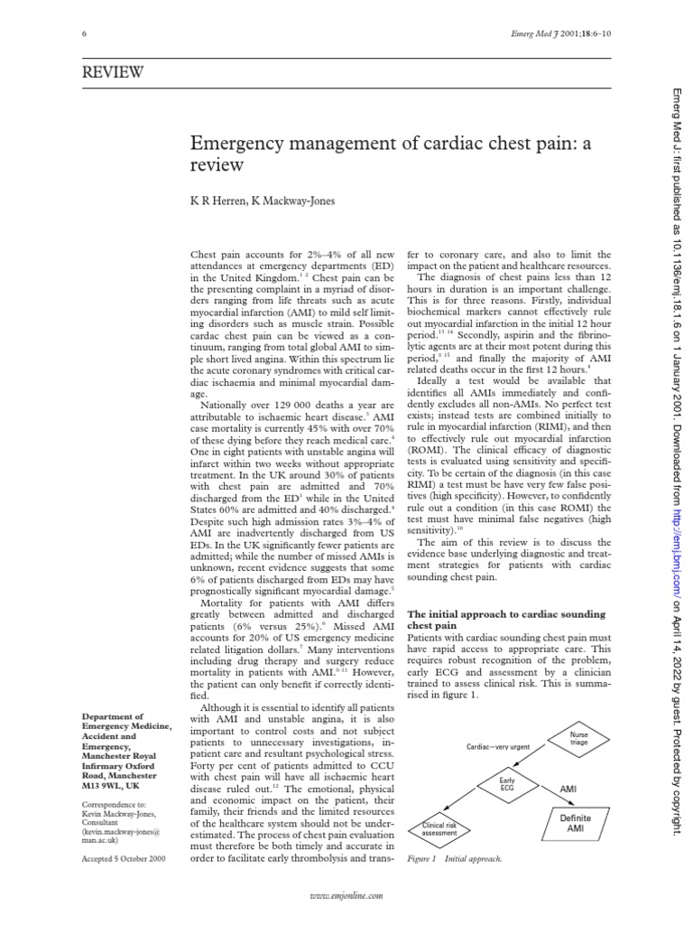 Emergency Management of Cardiac Chest Pain: A Review | Download Free ...
