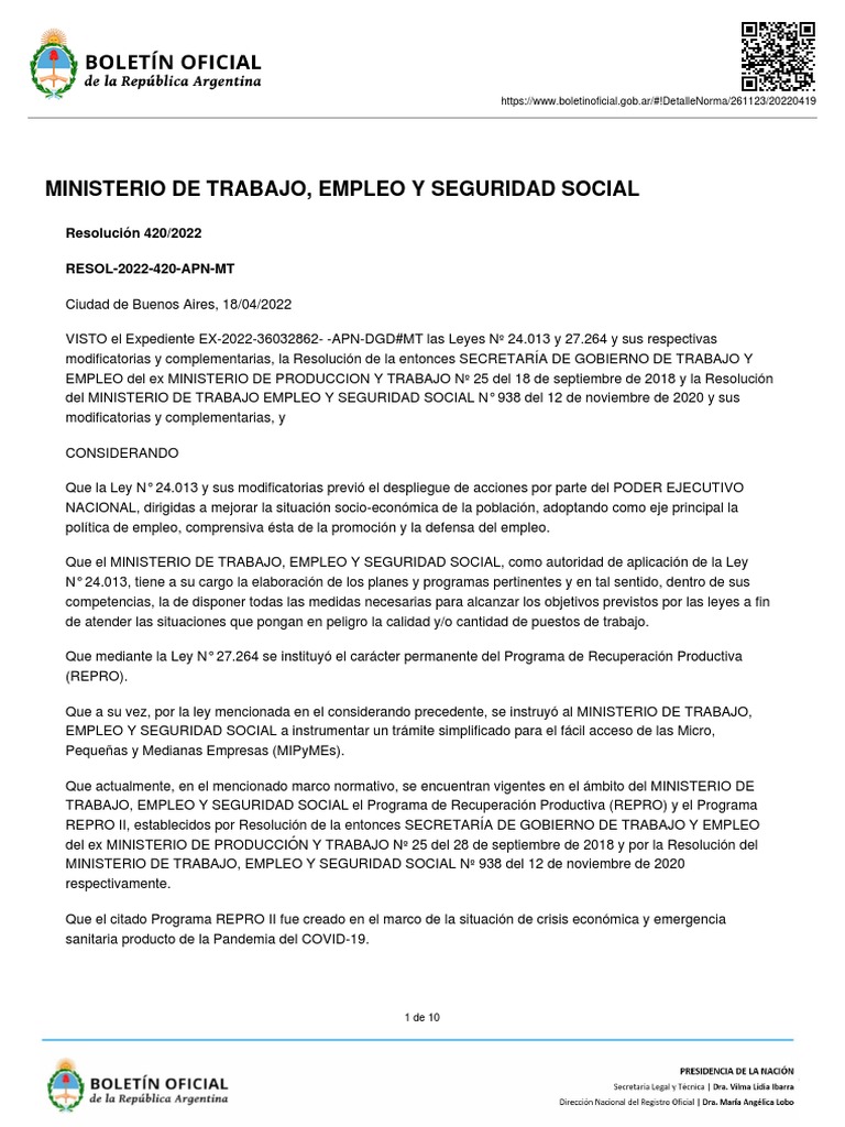 Programa REPRO: Asistencia a Empresas | PDF | Salario | Derecho laboral