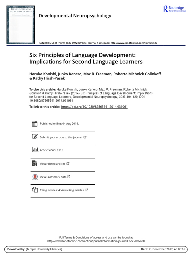 Six Principles of Language Development Implications For Second Language ...