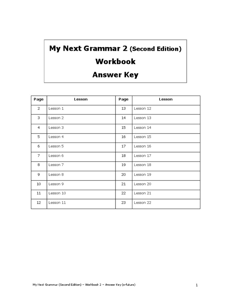 My Next Grammar 2 Workbook Answer Key | PDF | Noun | Grammatical Number