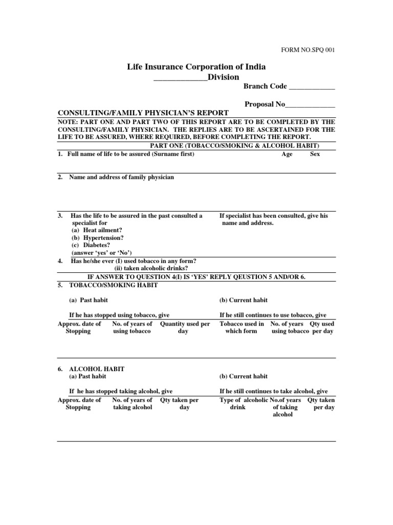Family Physician's Life Insurance Report | PDF | Clinical Medicine ...