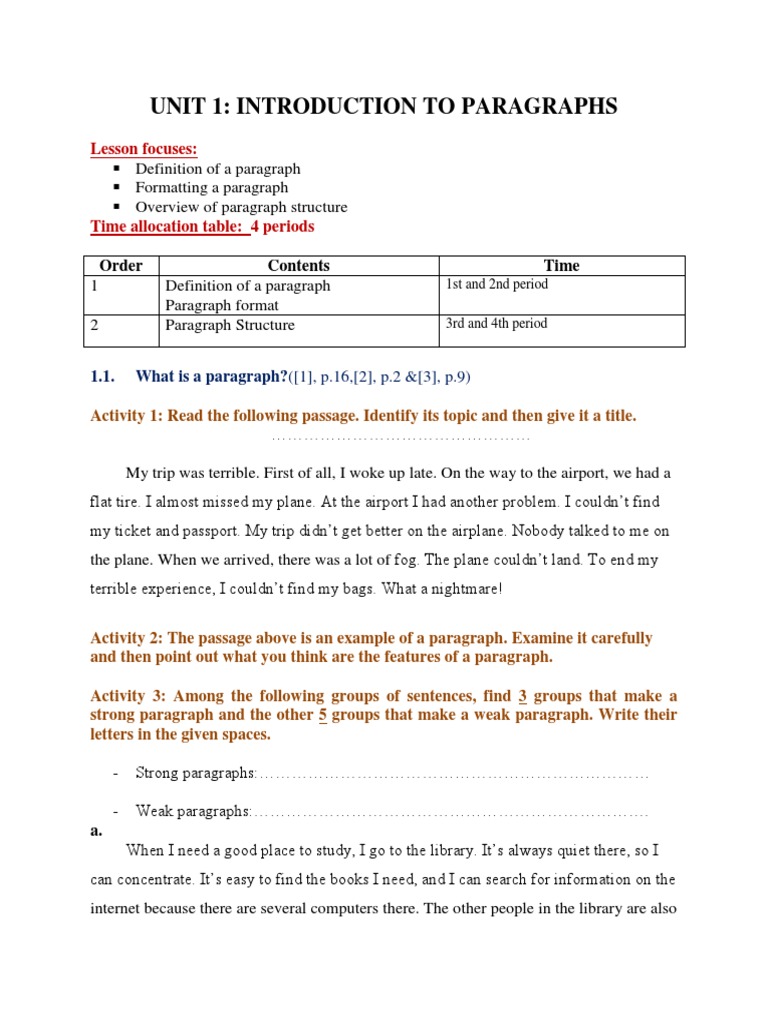 Understanding Paragraph Structure and Format | PDF | Nonverbal ...