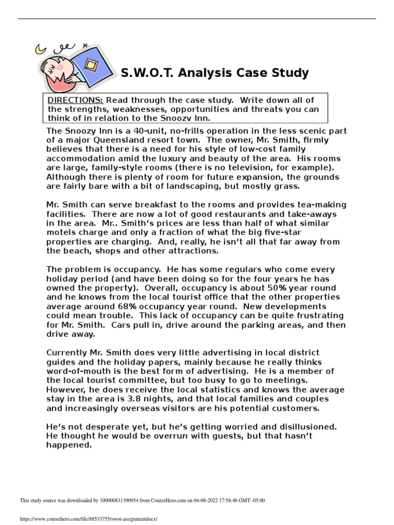 swot analysis case study snoozy inn