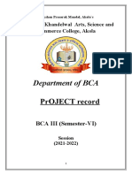 Department of Bca: Project Record