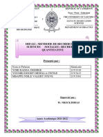 Did 412: Methode de Recherche en Sciences Sociales: Recherche Quantitative