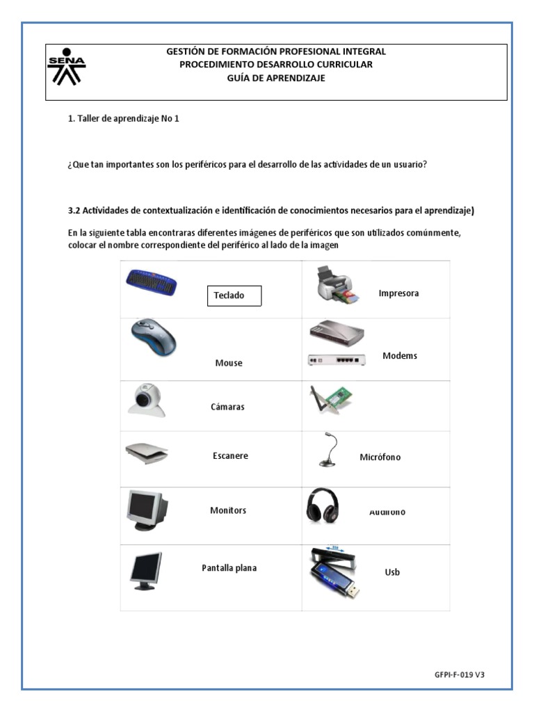 Guia No 1 Perifericos | PDF | Periférico | Hardware de la computadora