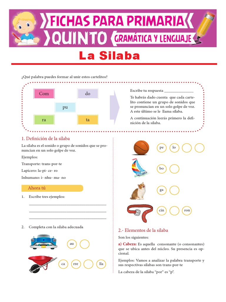La Sílaba para Quinto Grado de Primaria | PDF | Sílaba | Fonética