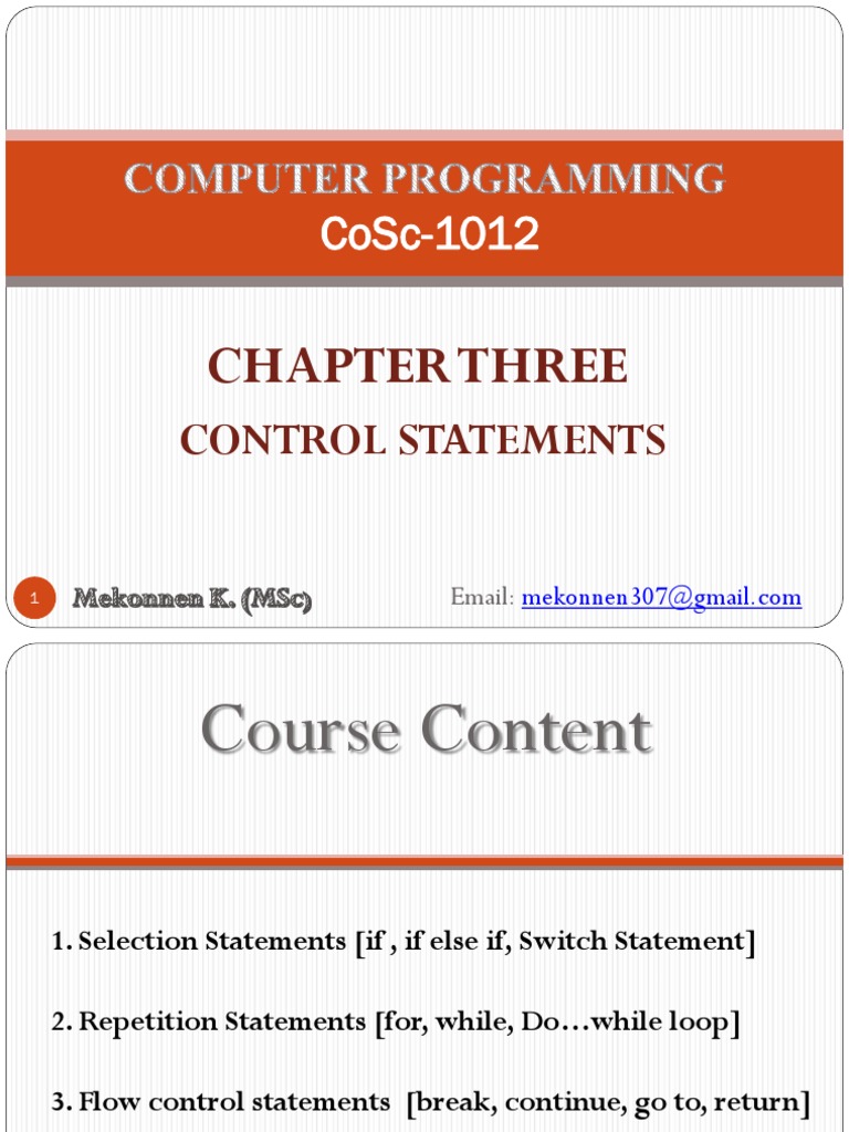 Chapter 3. Control Statements | PDF | Control Flow | Computer Science