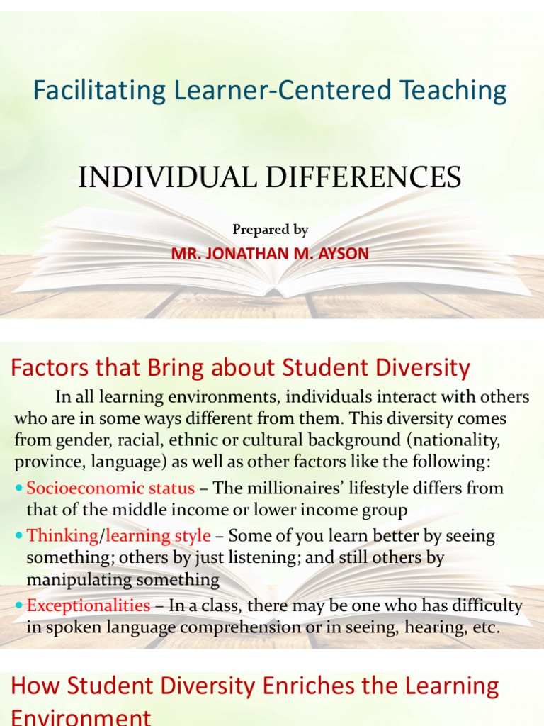 Facilitating Learner Centered Teaching 04 Individual Differences Pdf