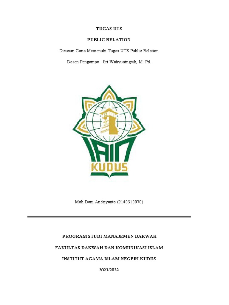 Disusun Guna Memenuhi Tugas UTS Public Relation Dosen Pengampu: Sri ...