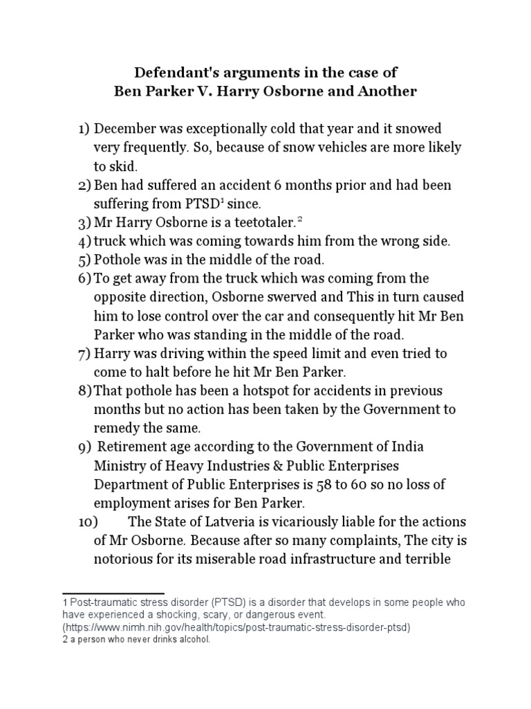 Defendants Arguments in Ben Parker | PDF | Employment | Driving Under ...