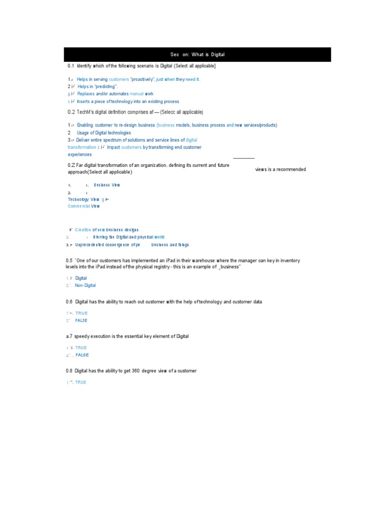 0.2 Techm'S Digital Definition Comprises Af (Selecc All Applicablej