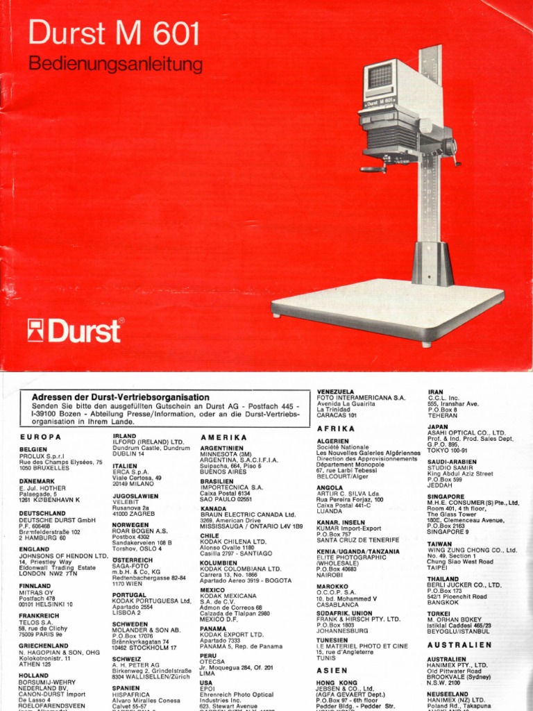 DURST M601 Bedienungsanleitung | PDF