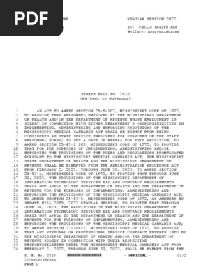 Mississippi Senate Bill 2818 | PDF | Employment | United States Senate