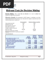 Relevant Costs For Decision Making: Illustrative Example