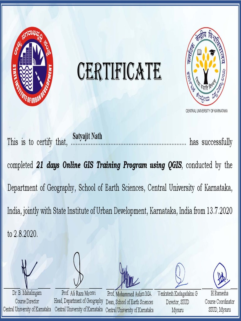 GIS Training Program Completion Certificate | PDF