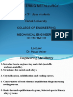 Engineering Metallurgy Lecture Topics