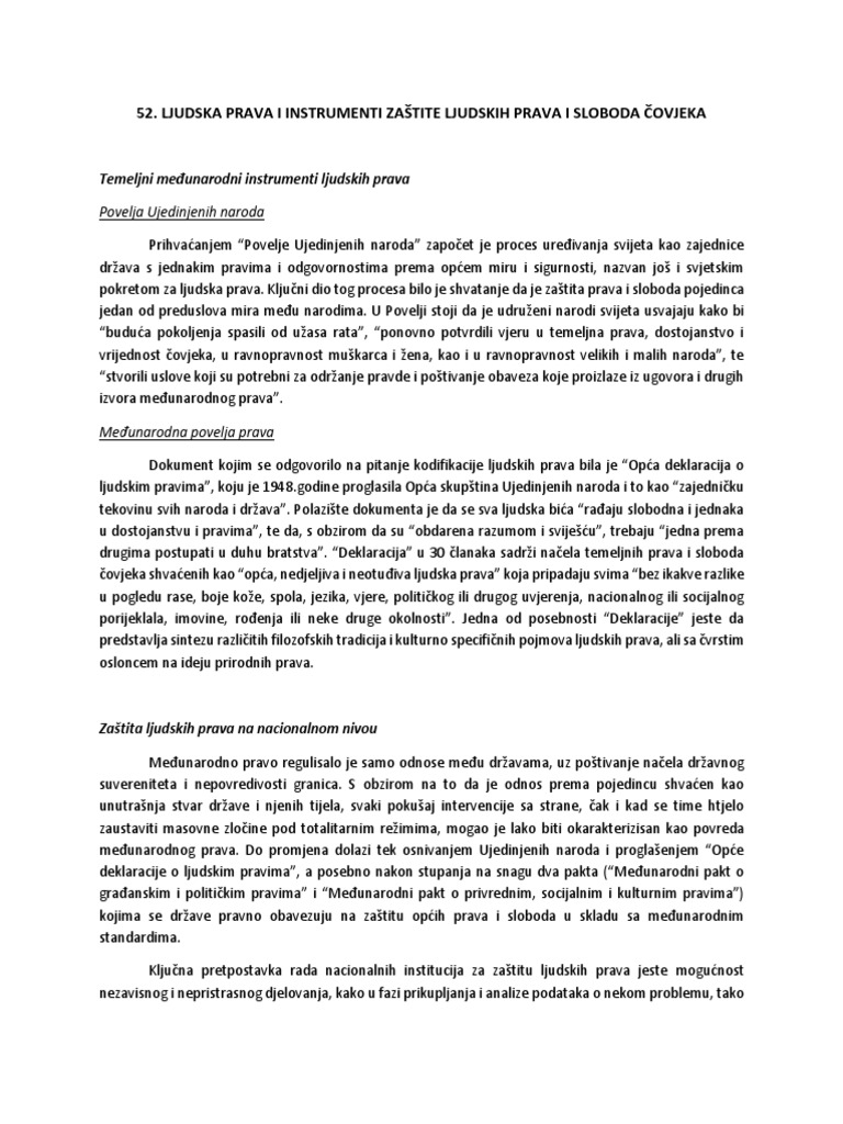 15.ljudska Prava I Instrumenti Zaštite Prava I Sloboda Čovjeka | PDF