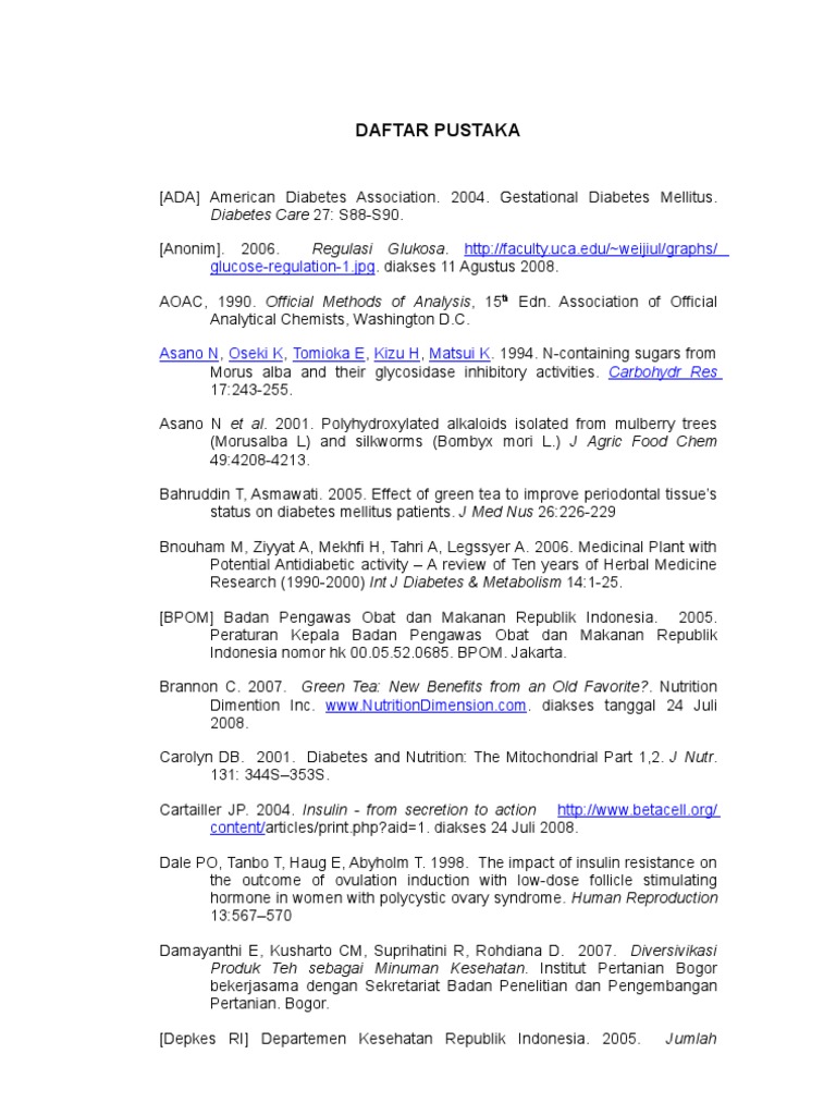 Daftar Pustaka | PDF | Diabetes Mellitus | Diabetes Mellitus Type 2