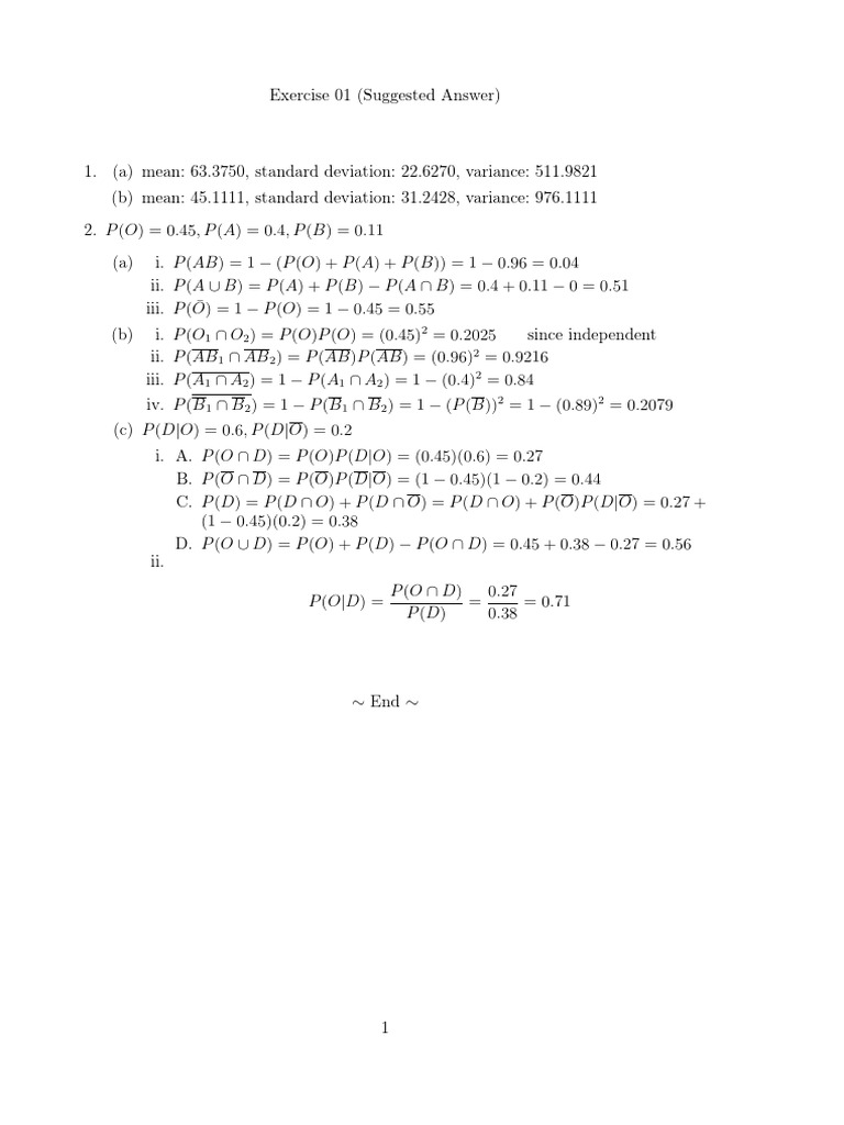 Exercise 01 Ans | PDF