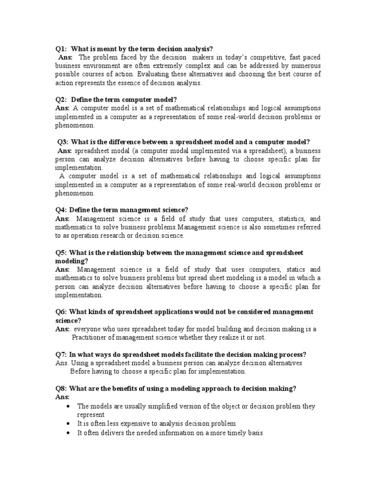 Understanding Decision Analysis Models | PDF