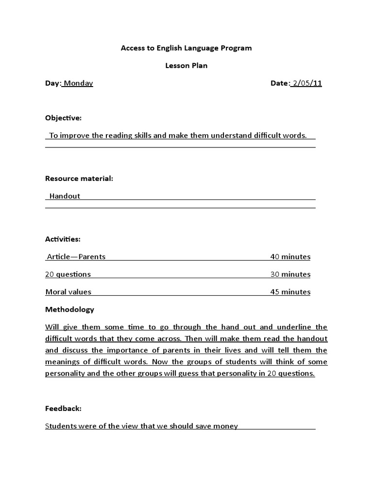 Lesson Plan | PDF