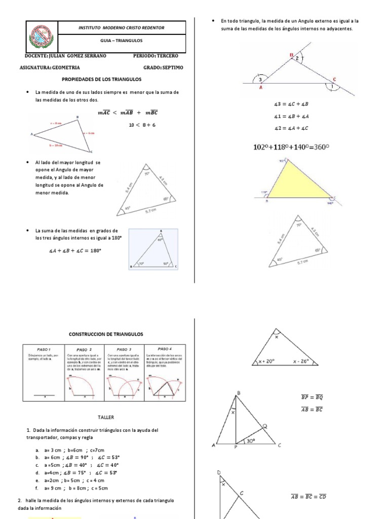 Propiedades de Los Triangulos | PDF | Triángulo | Ángulo