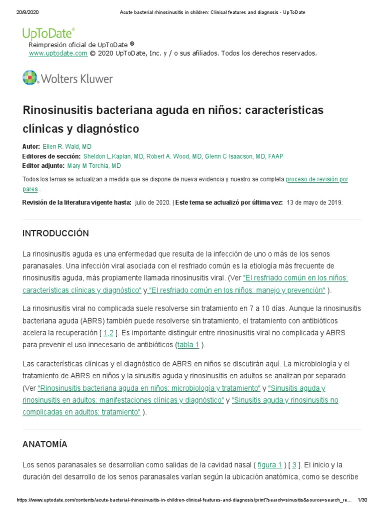 ACUTE BACTERIAL SINUSITIS TREATMENT UPTODATE intelligence overview