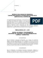 Resolucion Manual Normas y Procedimientos Auditoria Interna A Los Procedimientos de Compras y Suministros 2012 y Incorporado El Proceso