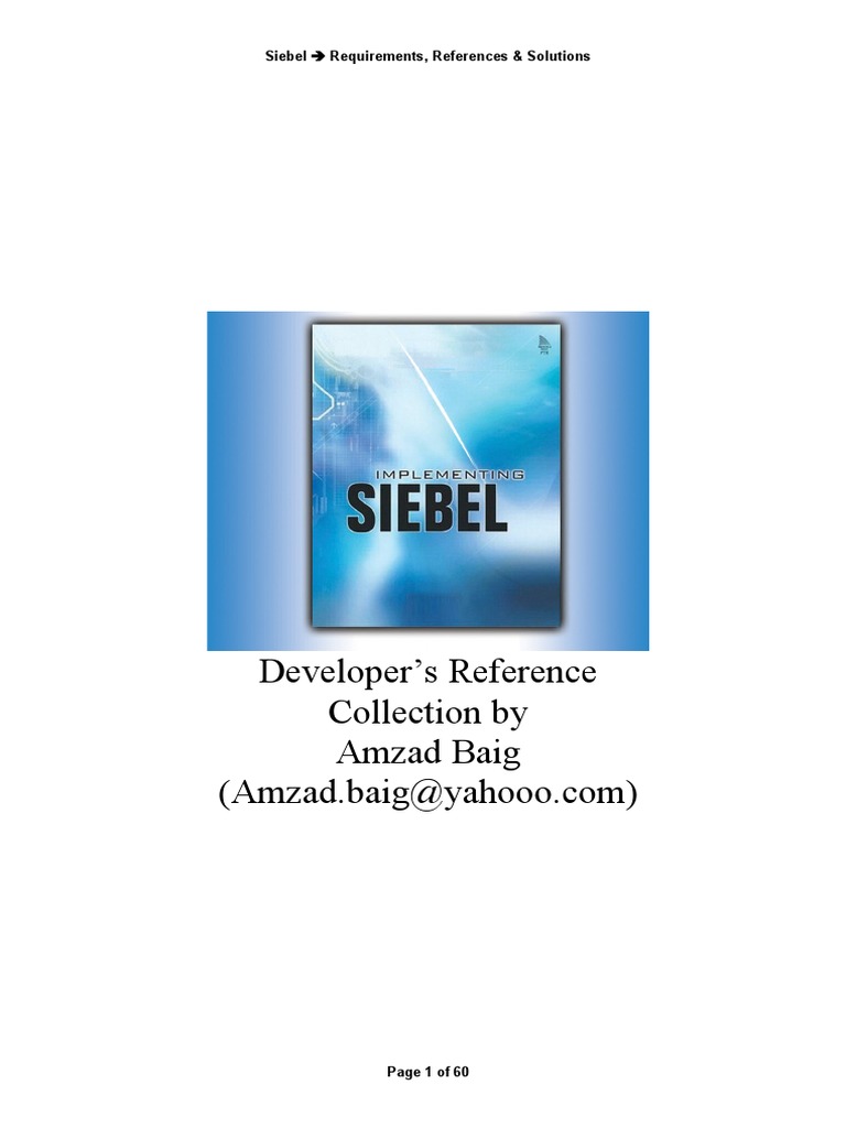 Siebel Developer Reference Guide | PDF | Business Process | Runtime System