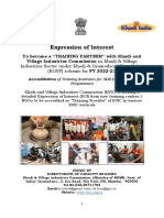 Expression of Interest: To Become A "TRAINING PARTNER" With Khadi and Village Industries Commission in Khadi & Village