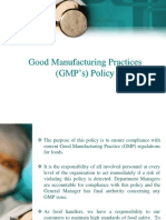 Good Manufacturing Practices (GMP'S) Policy