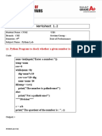 Worksheet 1.2: Python Program To Check Whether A Given Number Is A Palindrome