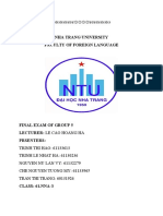 Nha Trang University Faculty of Foreign Language