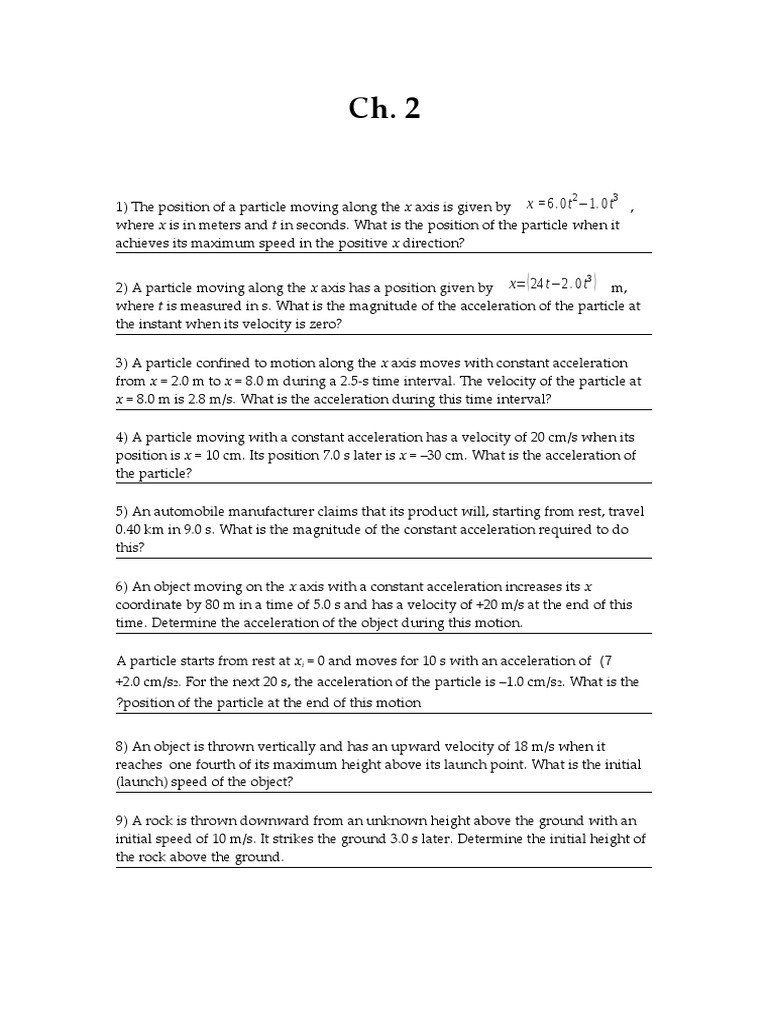 CH 2 | PDF | Acceleration | Velocity