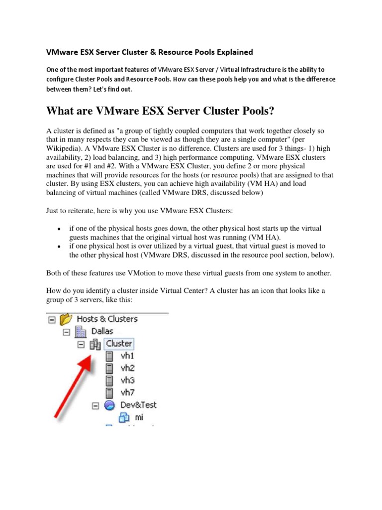 VMware ESX Clusters & Resource Pools Guide | PDF | Computer Cluster | V ...