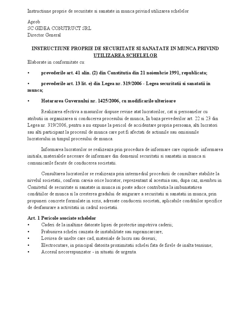 Instructiuni Schela | PDF