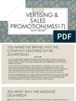 Advertising & Sales Promotion (Ms517) : by MD Shaquib Ansari ROLL NO.: MBA175013