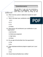 Retention of Employee Questionnaire