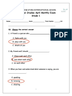 Social Studies April Monthly Exam Grade 1: Q1. Choose The Correct Answer