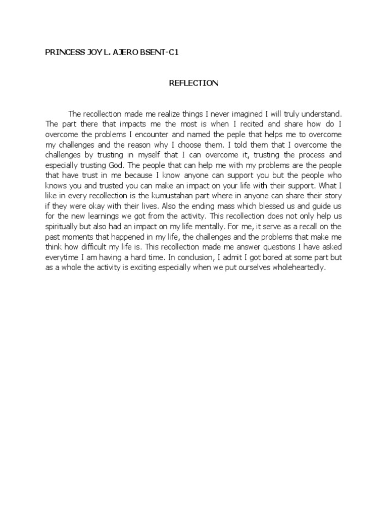 Recollection - Reflection. Ajero.c1 | PDF