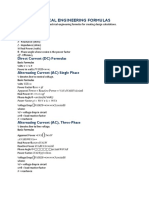 Basic Electrical Engineering Formulas